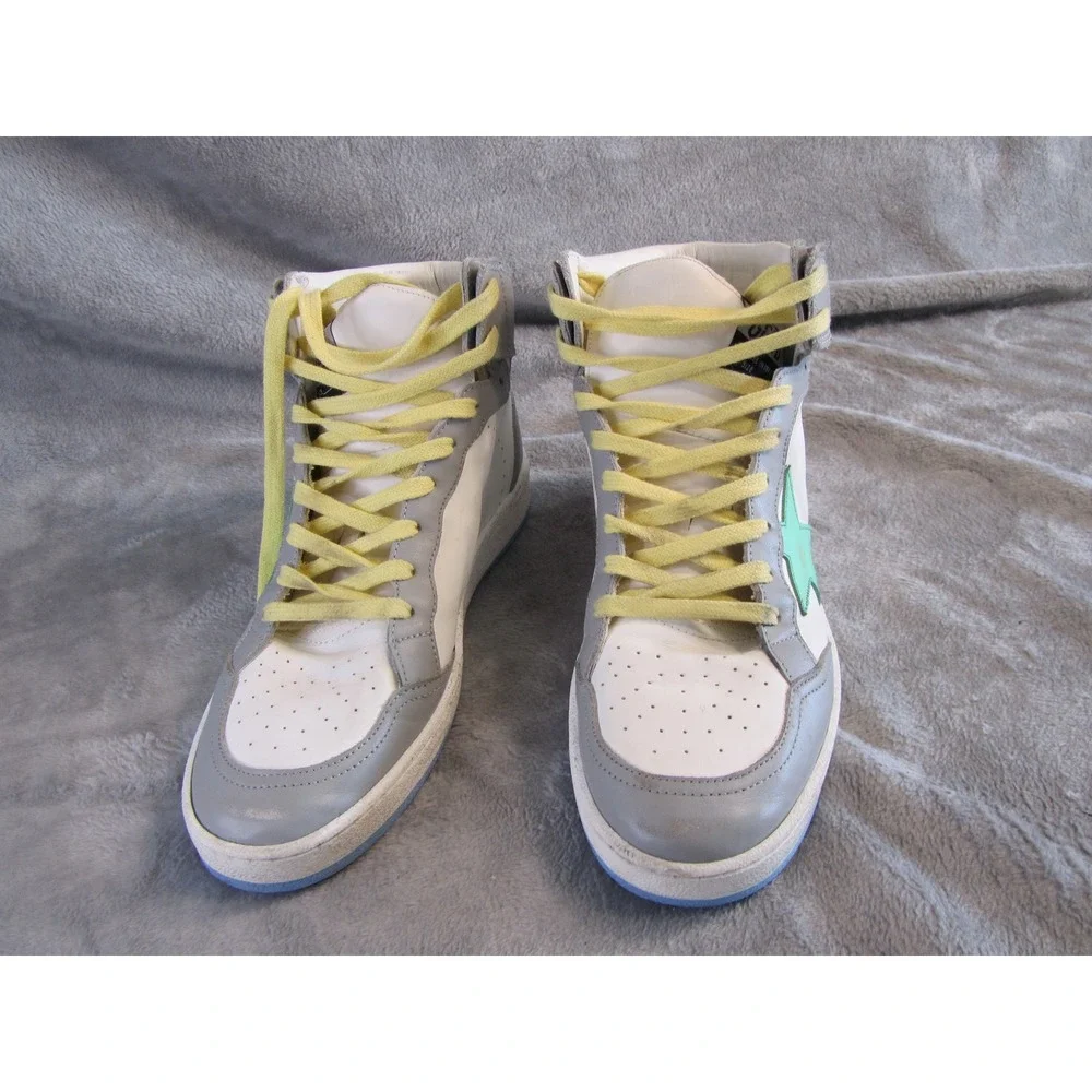 Golden Goose Sky-Star High Top Sneakers White Grey Mint Green Pink Womens - Picture 2 of 13
